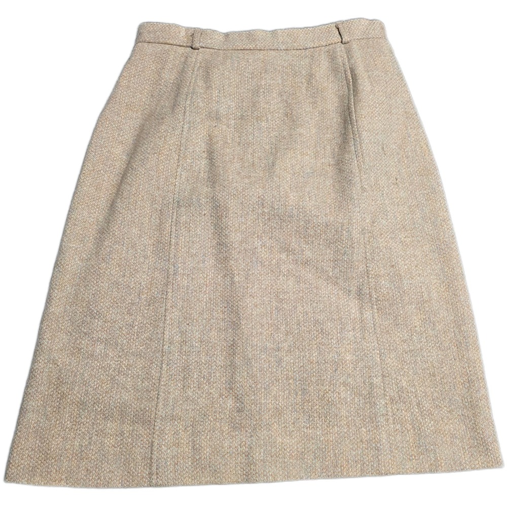Vintage Deborah for Kenneth Greene Wool Skirt Women's Size 12 Tan Tweed - Picture 1 of 7